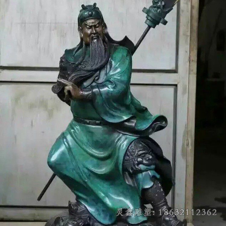 彩绘关羽商场人物铜雕