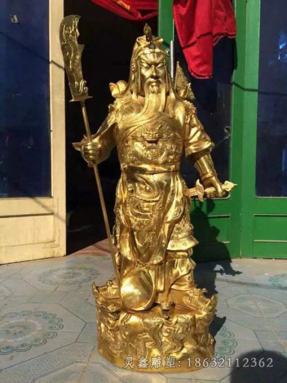 握刀关公校园标志铜雕