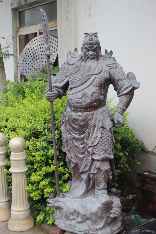 握刀关公庭院标志铜雕