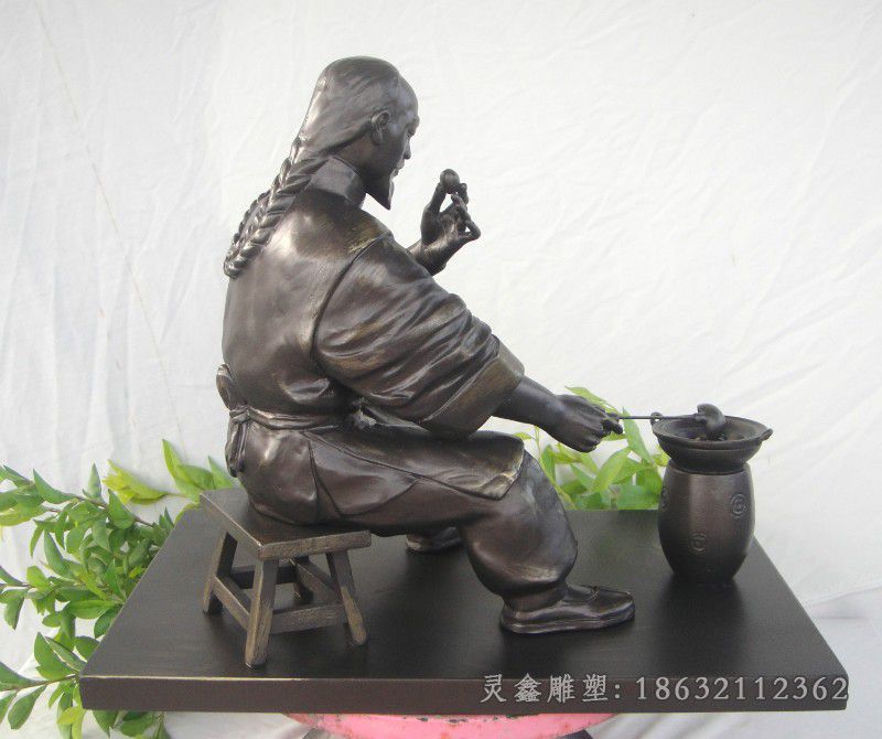 古人煮丸子公园铜雕