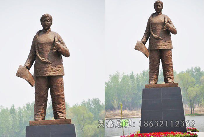 杨三姐人物景观标志铜雕