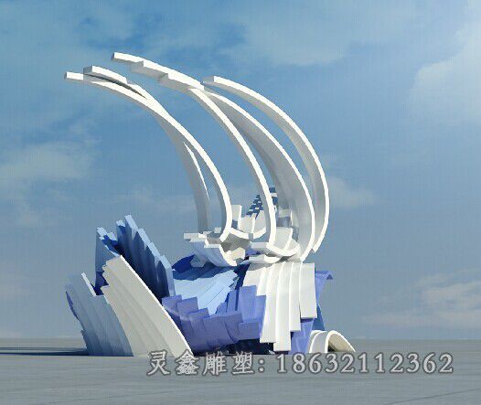 彩绘海浪广场不锈钢雕塑