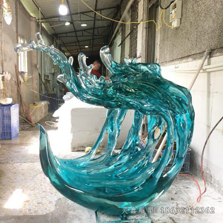 彩绘海浪校园不锈钢雕塑