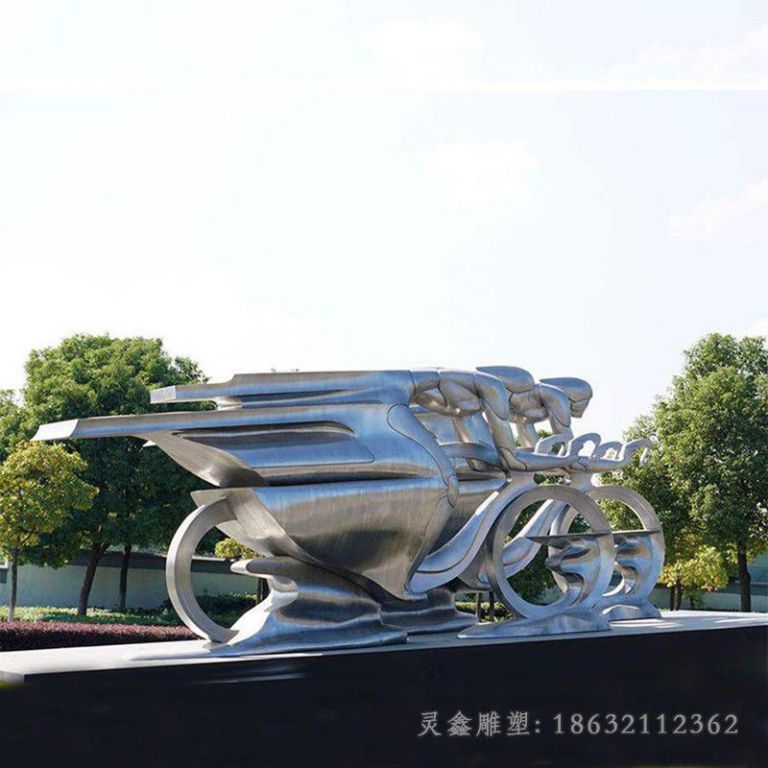 不锈钢抽象自行车雕塑