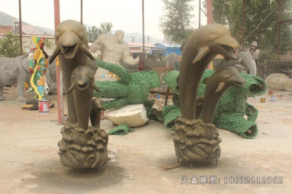 动物海豚公园景观铜雕