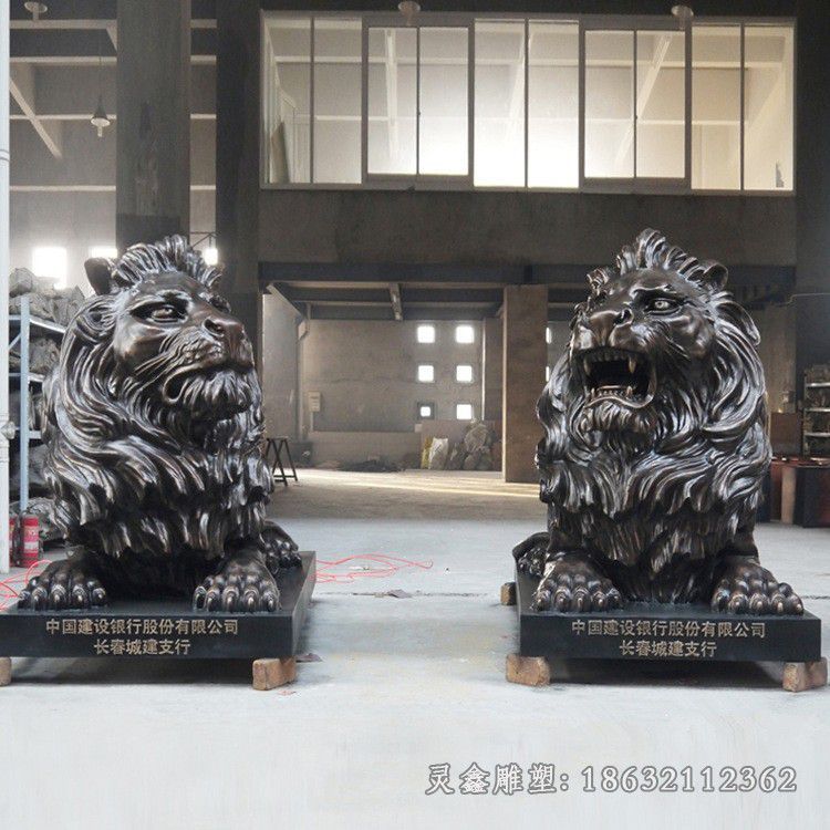 卧姿狮子公园动物铜雕