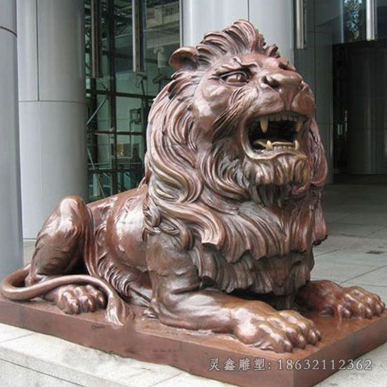 卧姿狮子户外动物铜雕
