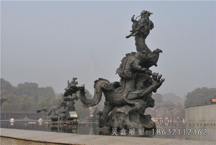 青铜龙庭院景观铜雕