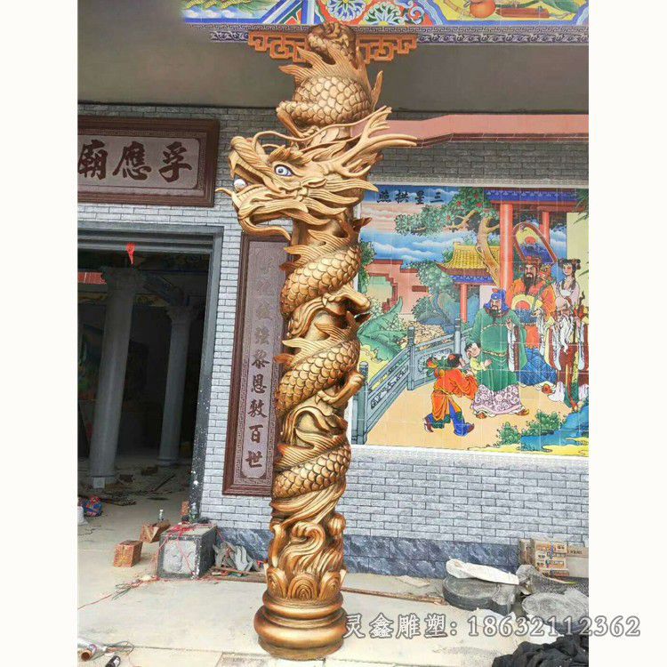 龙盘柱景观标志铜雕