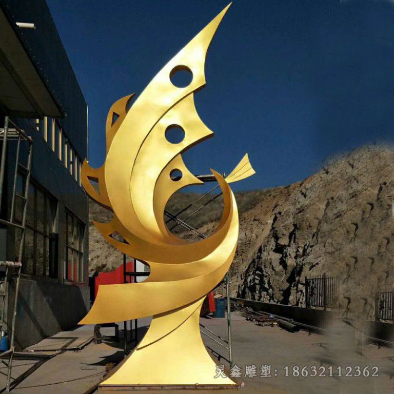 不锈钢城市金色凤凰雕塑