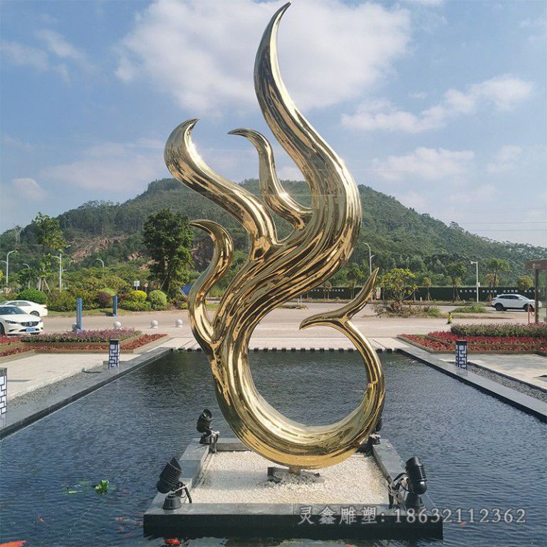 不锈钢校园金色凤凰雕塑