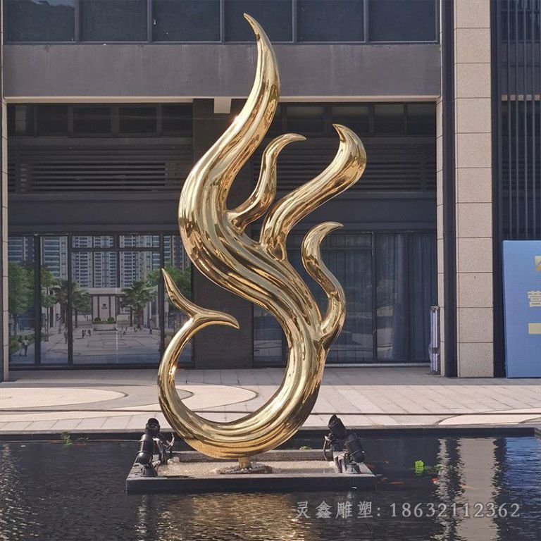 不锈钢公园金色凤凰雕塑