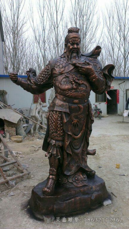 撸胡须关公园林标志铜雕