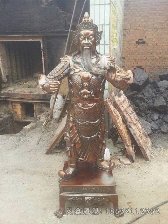 撸胡须关公广场抽象铜雕