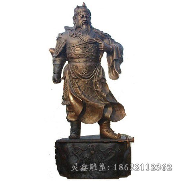 撸胡须关公商场抽象铜雕