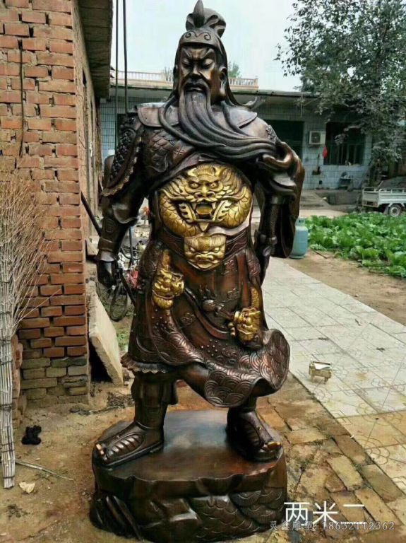 撸胡须关公标志抽象铜雕