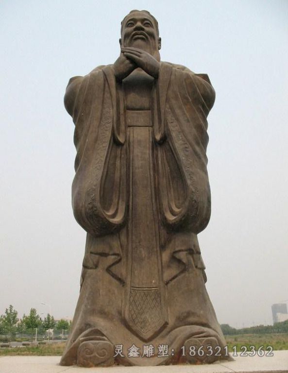 春秋孔子户外标志铜雕