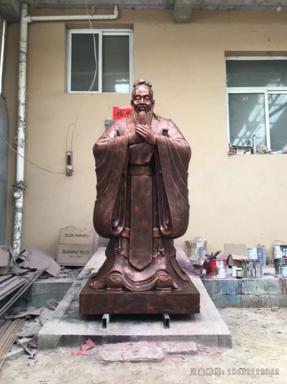 春秋孔子街边标志铜雕