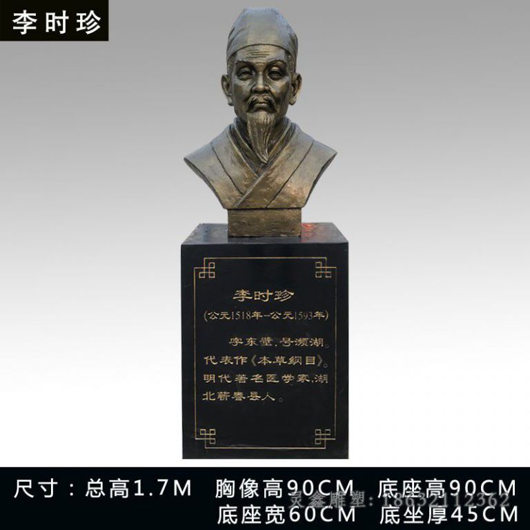 李时珍胸像城市人物铜雕