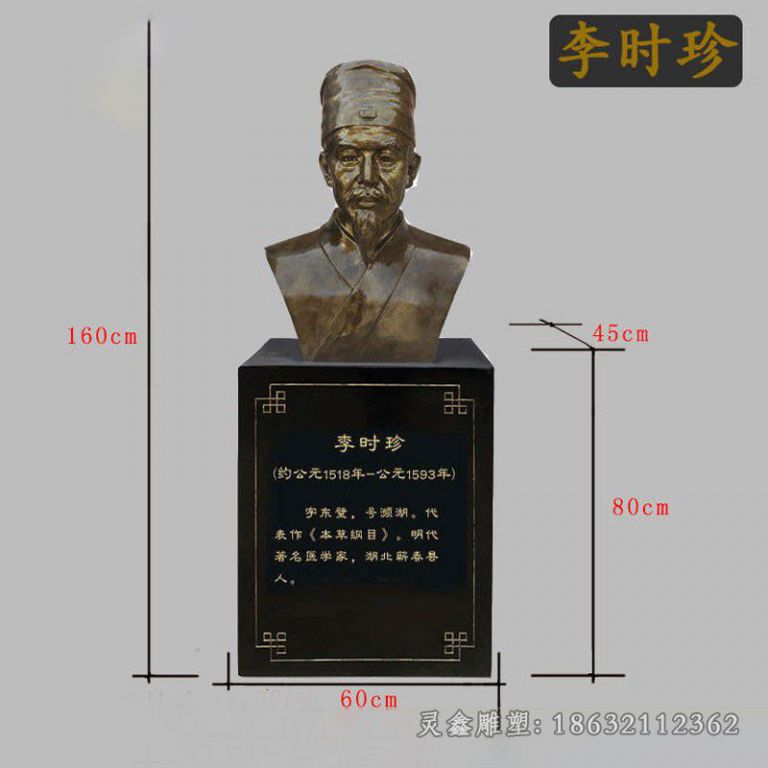 李时珍胸像商场人物铜雕
