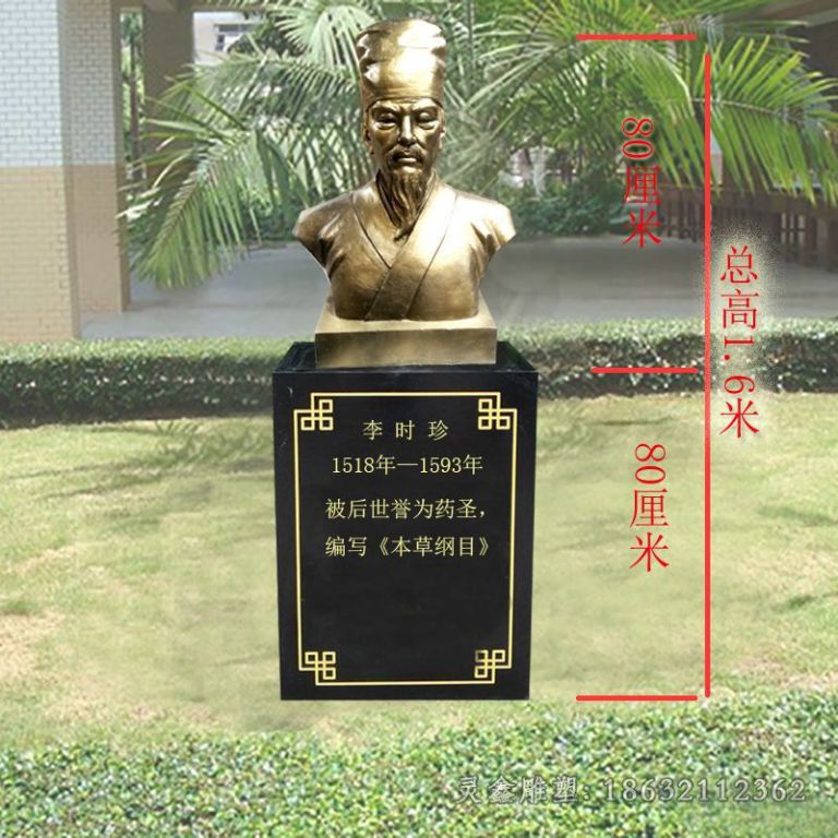 李时珍胸像景观人物铜雕