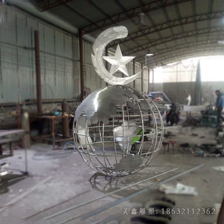 不锈钢地球仪城市雕塑