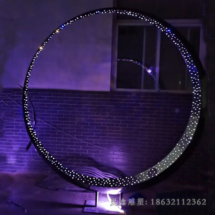 不锈钢发光圆环景观雕塑