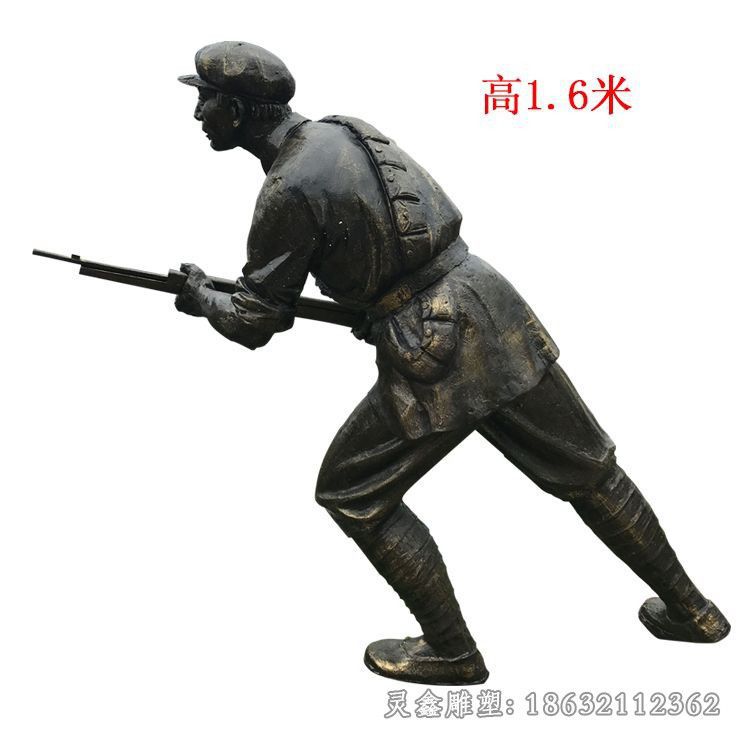 拿枪红军校园景观铜雕