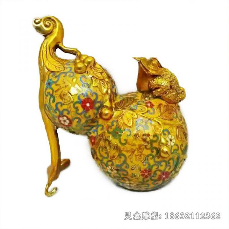 彩绘葫芦公园景观铜雕