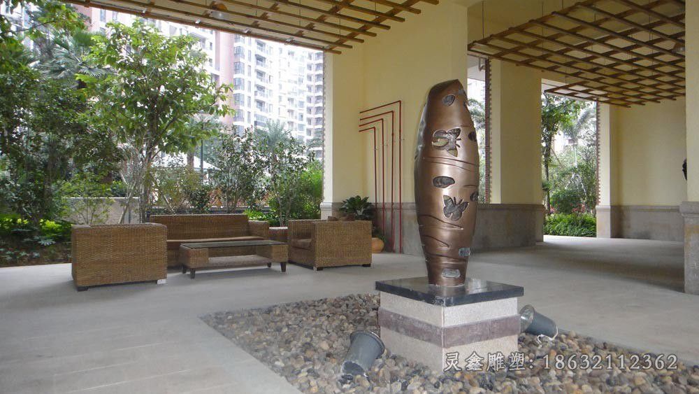 蝴蝶花瓶公园景观铜雕