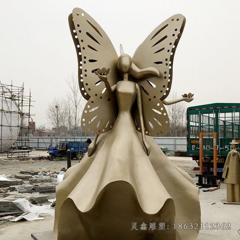 蝴蝶少女人物户外铜雕