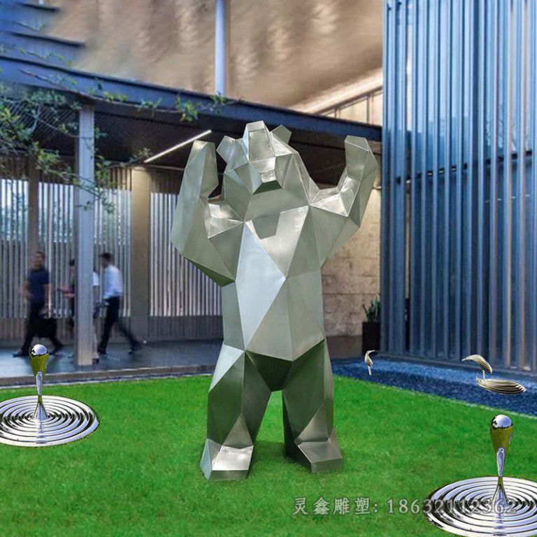 动物几何熊不锈钢雕塑