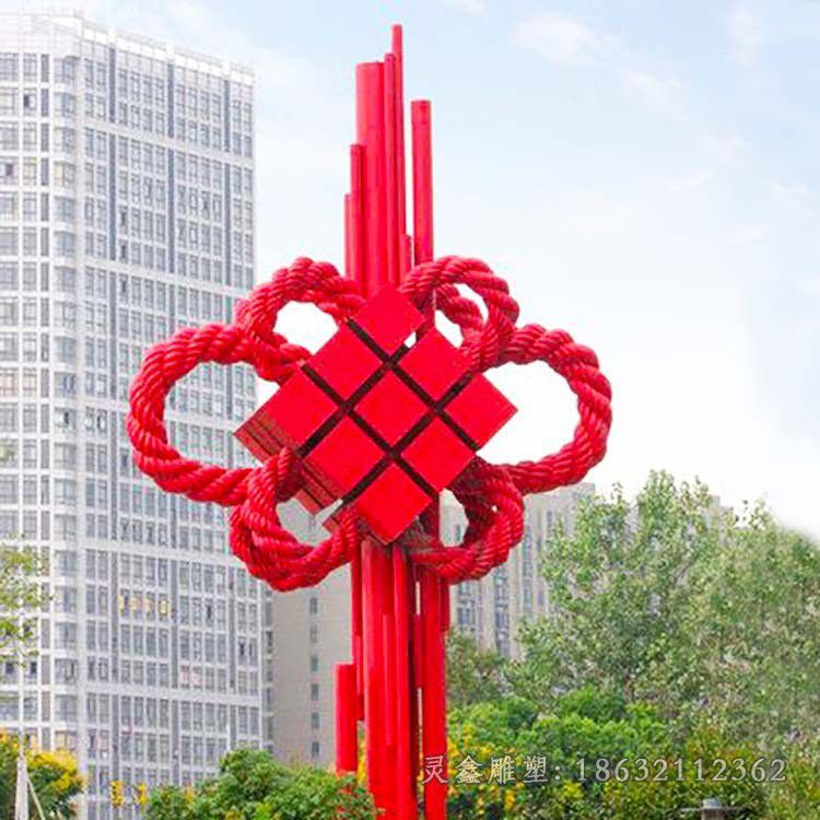 中国结不锈钢校园雕塑