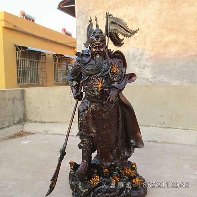 提刀关公小区景观铜雕