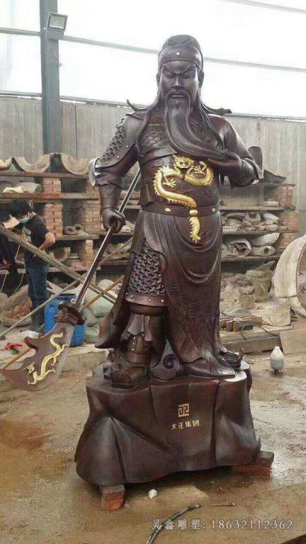 提刀关公庭院景观铜雕