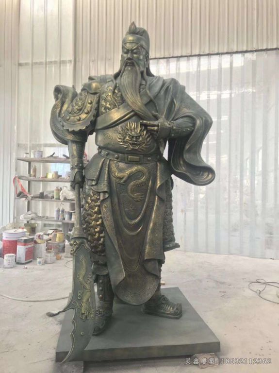 提刀关公商场景观铜雕