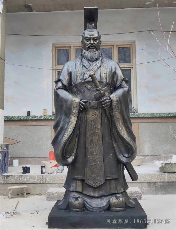 古代秦始皇园林人物铜雕