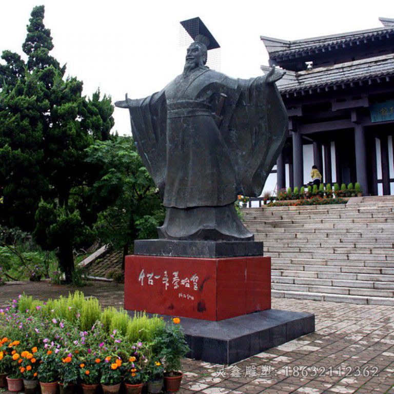 古代秦始皇小区人物铜雕