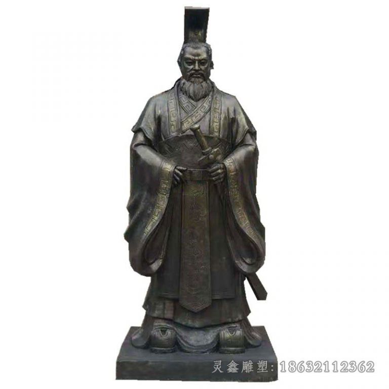 古代秦始皇商场人物铜雕