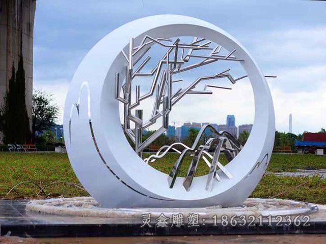 不锈钢镜面标志抽象雕塑