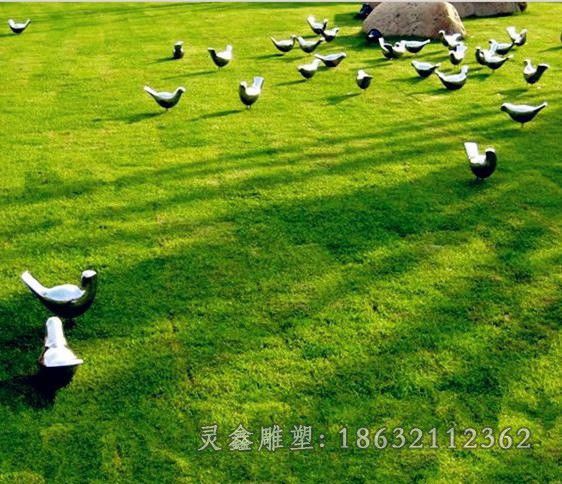 不锈钢鸽子校园景观雕塑