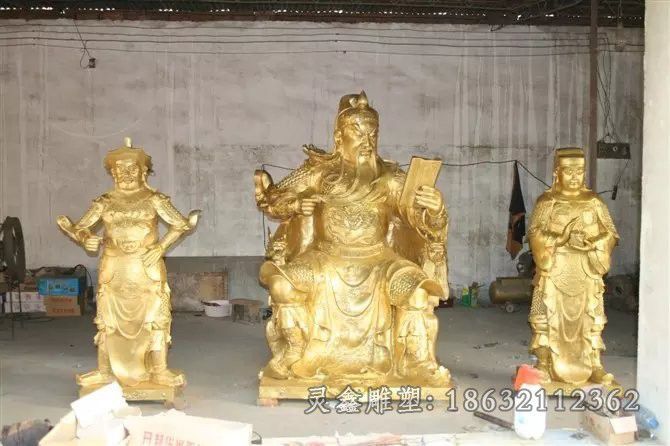 金色关公广场标志铜雕