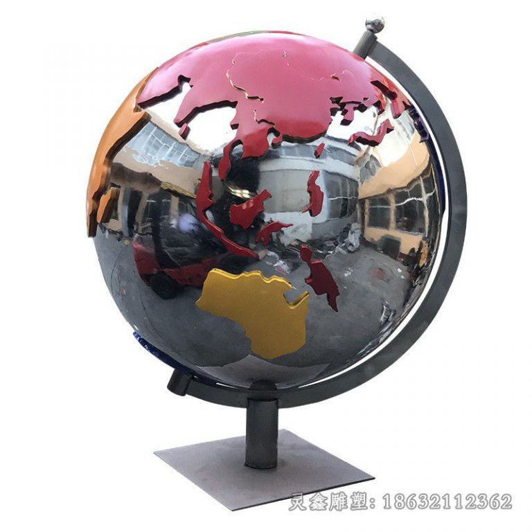 不锈钢公园彩绘地球仪雕塑