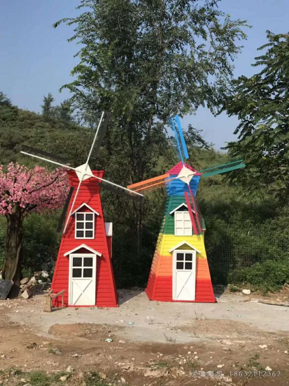 彩绘风车不锈钢公园雕塑