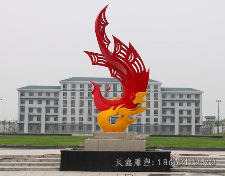 彩绘凤凰不锈钢园林雕塑