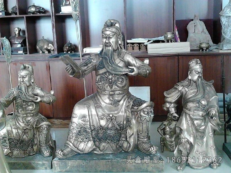 看书关公商场人物铜雕