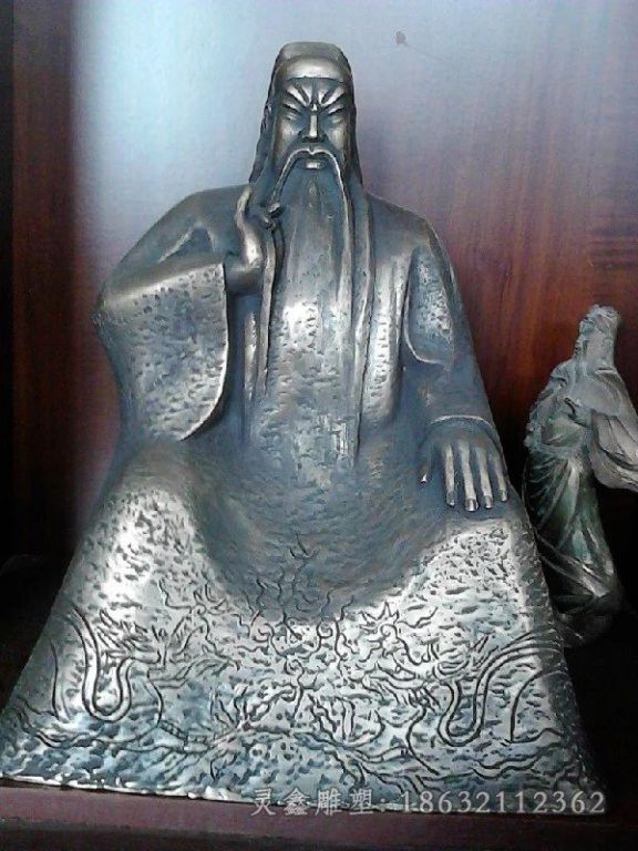 坐姿关公人物景观铜雕