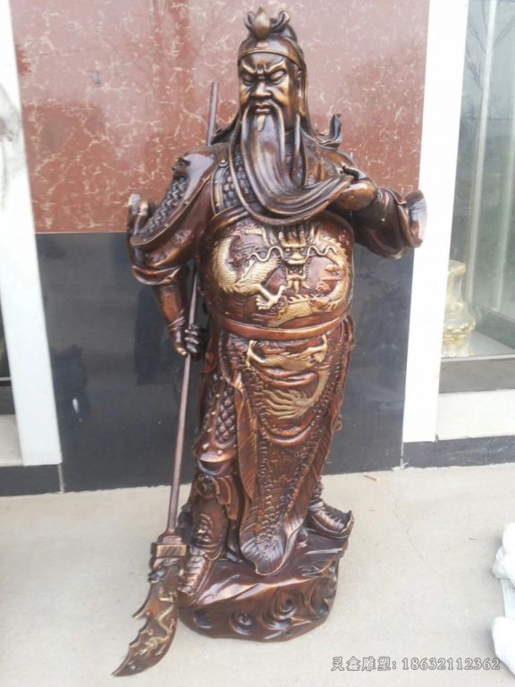 关公撸胡须城市人物铜雕