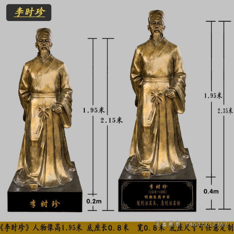 药圣李时珍公园景观铜雕