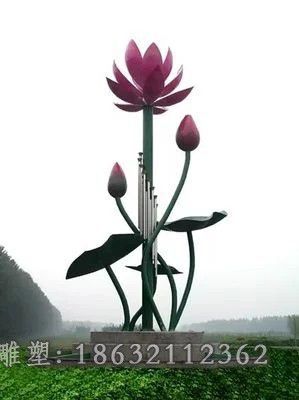 不锈钢公园荷花彩绘雕塑